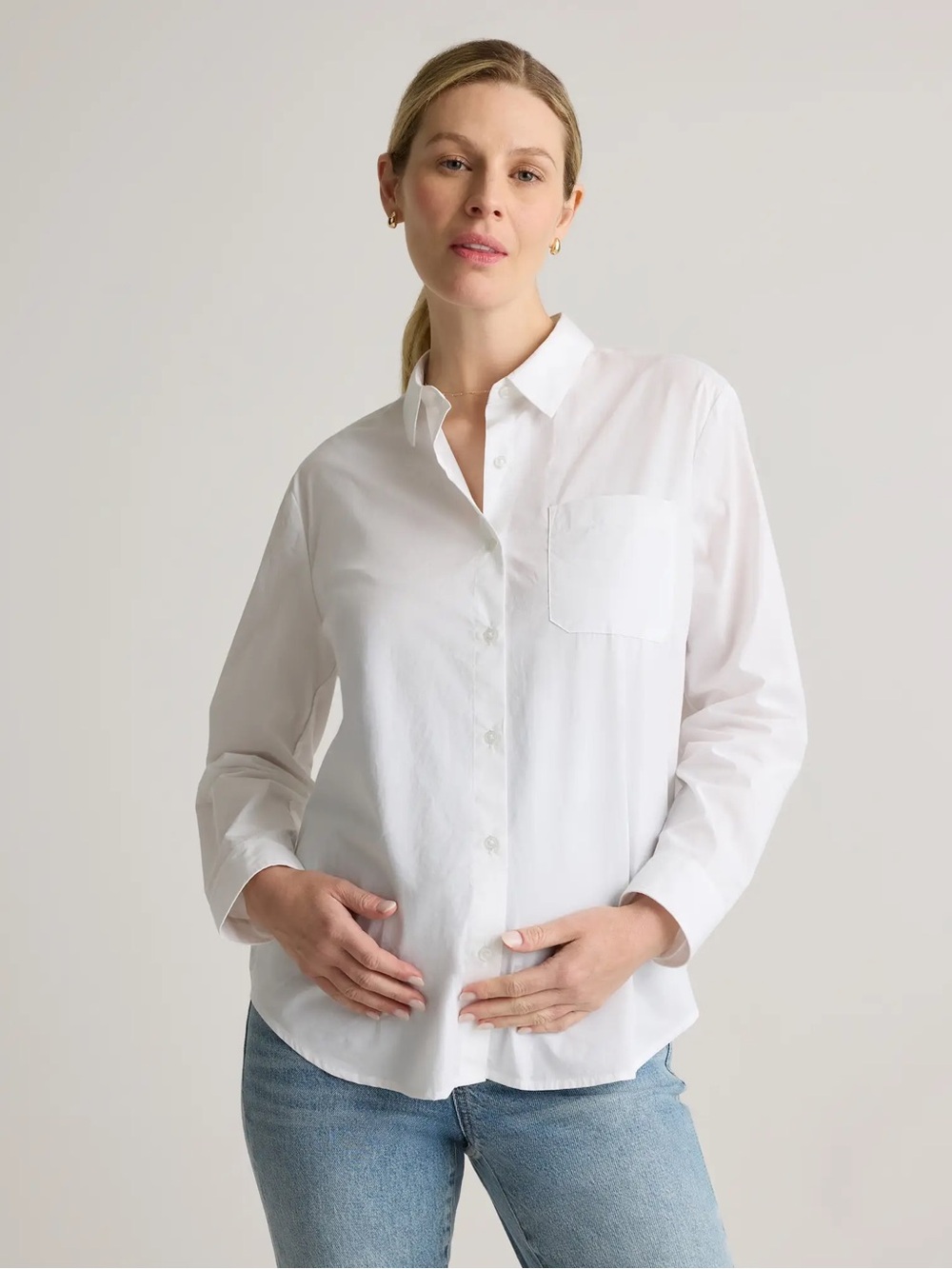 Quince 100% Organic Poplin Maternity Button Down Shirt